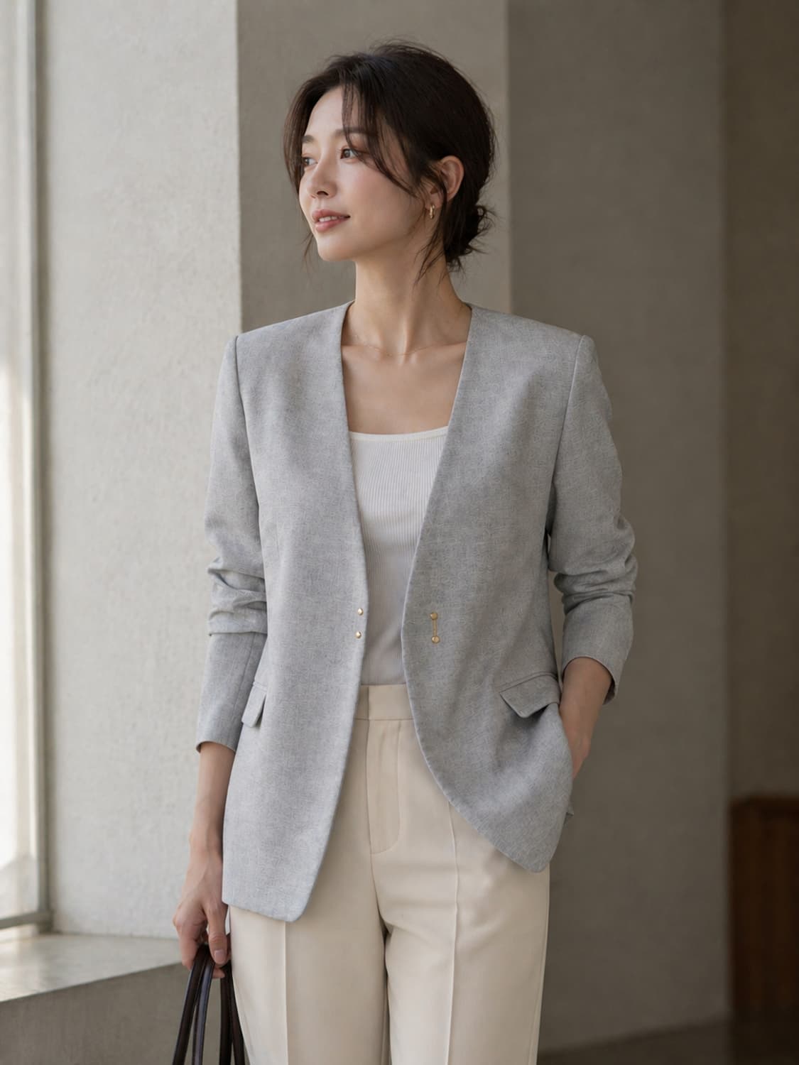 THE SUIT COMPANY she 노칼라 린넨라이크 자켓 (40) 상품이미지1