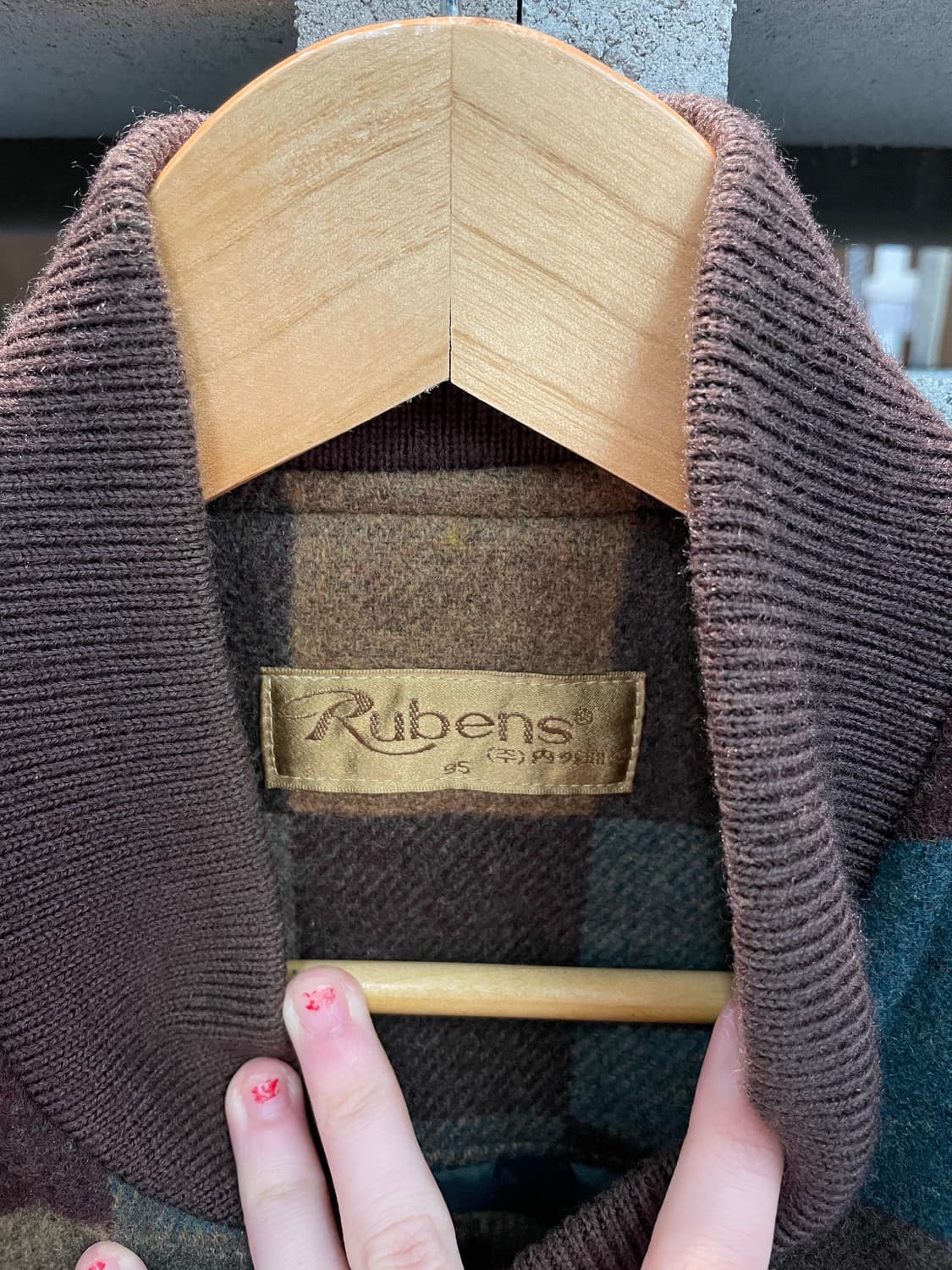 1990s Rubens 블럭체크 울 블루종 자켓 상품이미지7