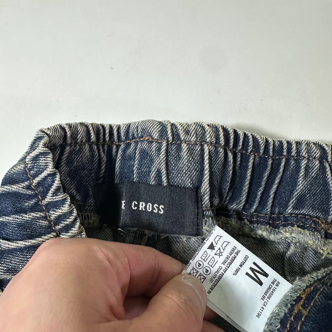 M 빈티지 와이드핏 썬더녹워시드 밴딩 데님팬츠 상품이미지5