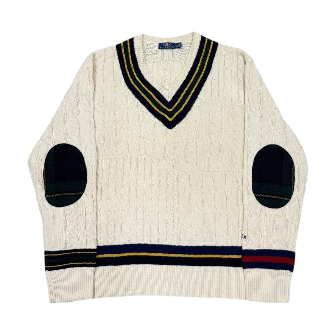 폴로 랄프로렌 믹스드 크리켓 캐시미어 울 브이넥 니트 아이보리 2XL 상품이미지1