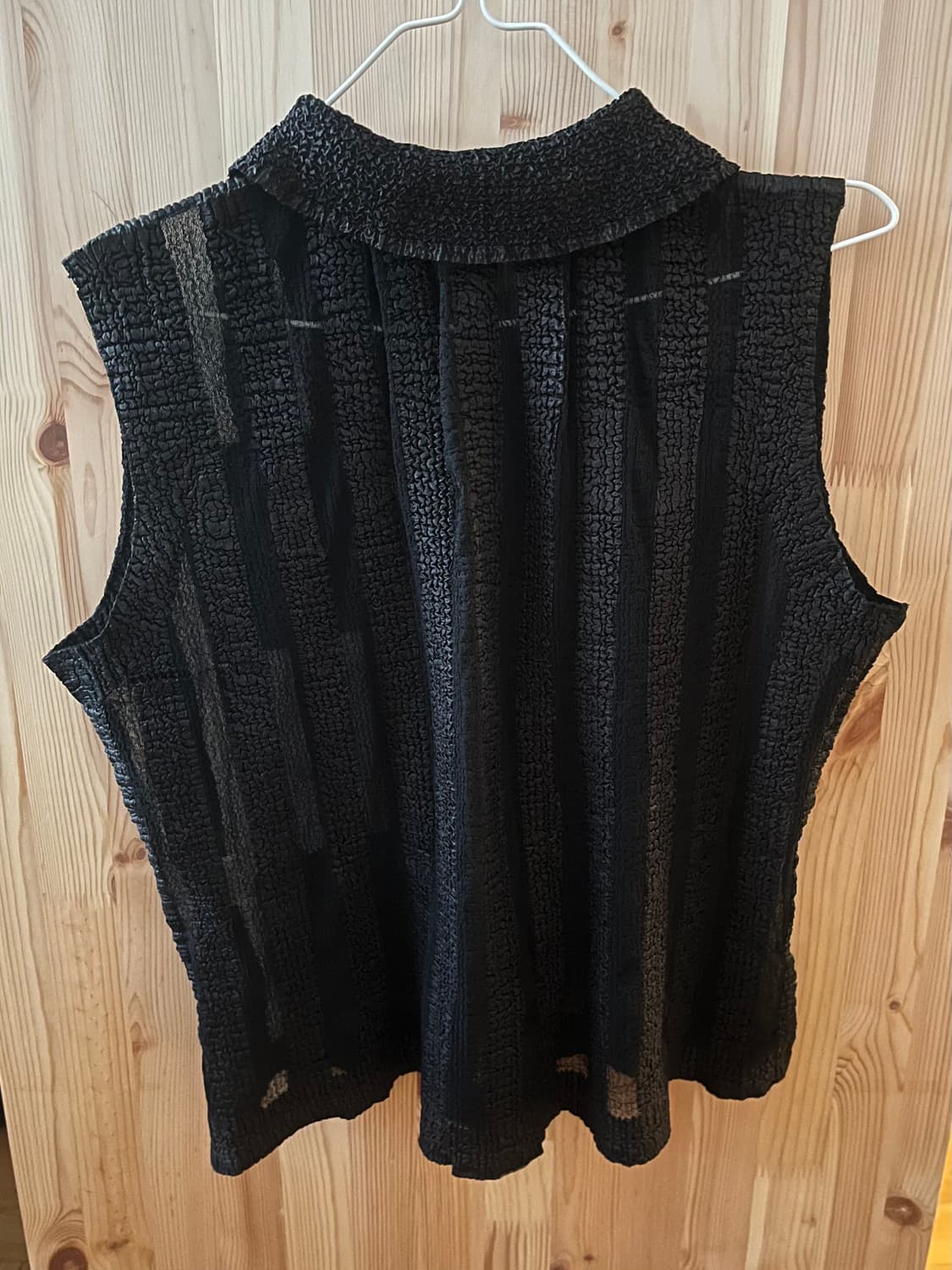 빈티지 스트라이프 시스루 버튼 나시 슬리브리스 상품이미지2