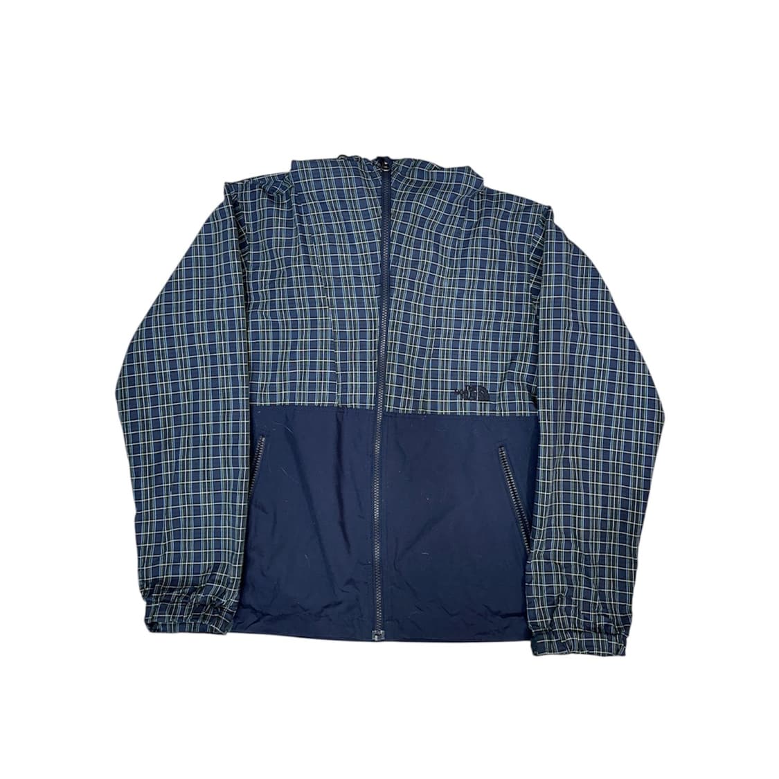 노스페이스 일본판 네이비 체크 후드 바람막이 올드스쿨 오버핏 트랙 자켓  상품이미지5