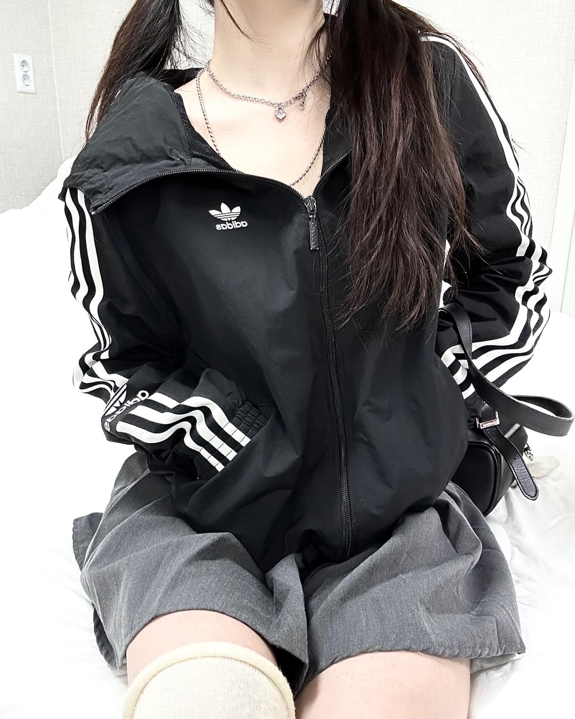 아디다스 블랙 삼선 나일론자켓 상품이미지1