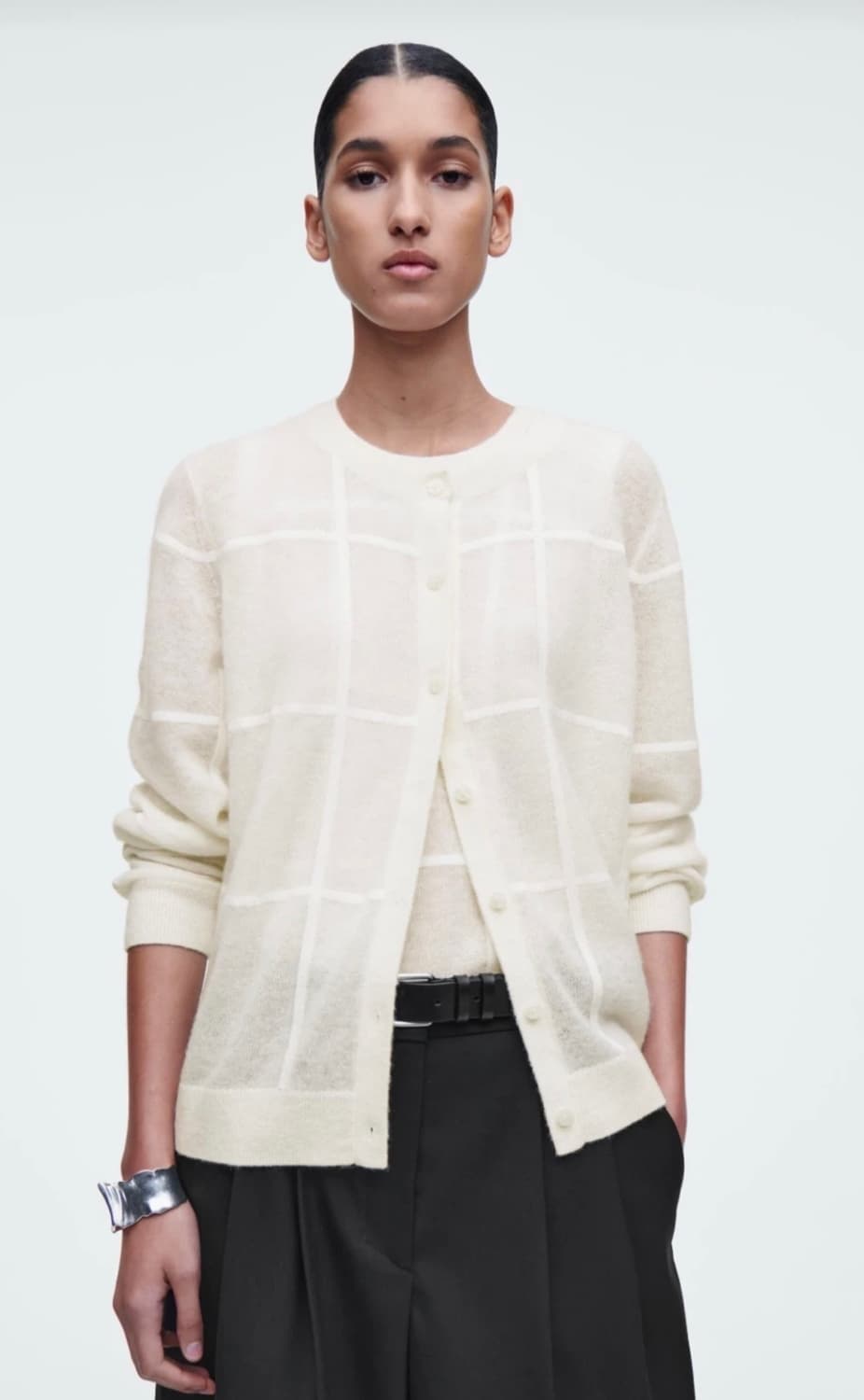 [새제품] COS Windowpane check 화이트 가디건 M사이즈 상품이미지2