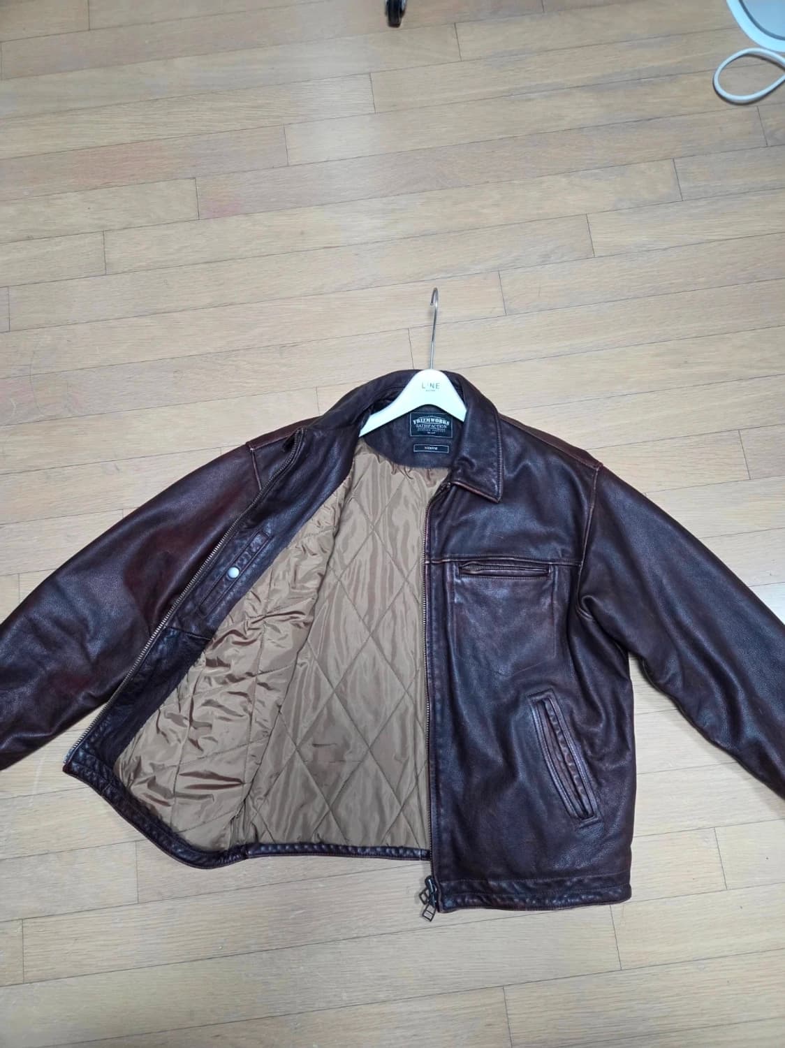 프리즘웍스 디스트로이드 카우하이드 레더 자켓 워시드 브라운 상품이미지3