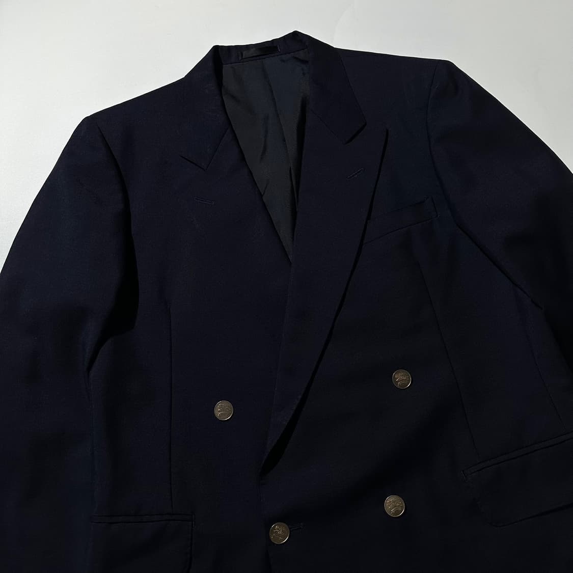 버버리 울 모헤어 금장버튼 더블 블레이저 자켓 네이비 상품이미지3