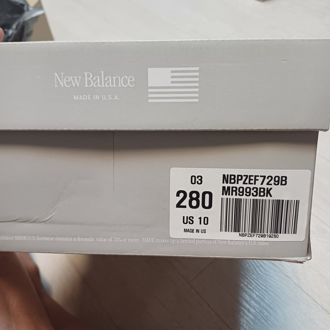 뉴발란스 993 280(10D)크림발새상품 블랙아메카지워크웨어빈티지클래식 상품이미지2