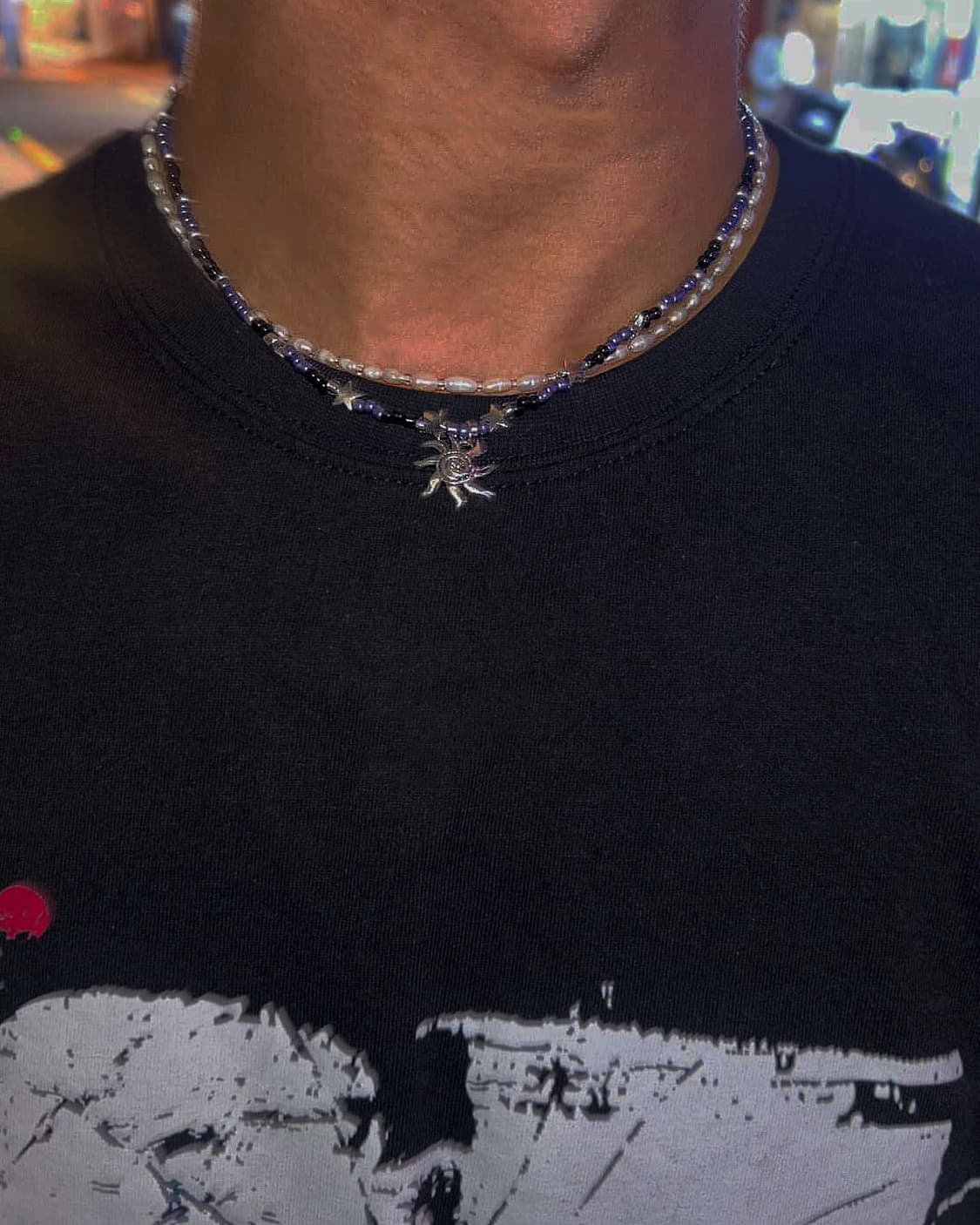 베스트✨) Navy sunstone beads necklace 판매합니다 상품이미지1