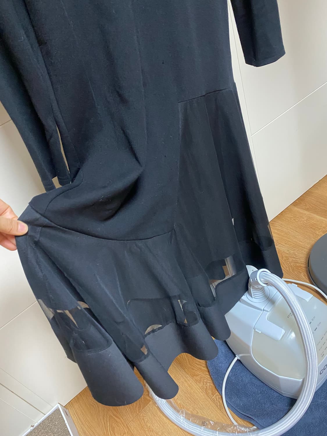 블랙 롱 원피스 시스루 디자인 상품이미지4