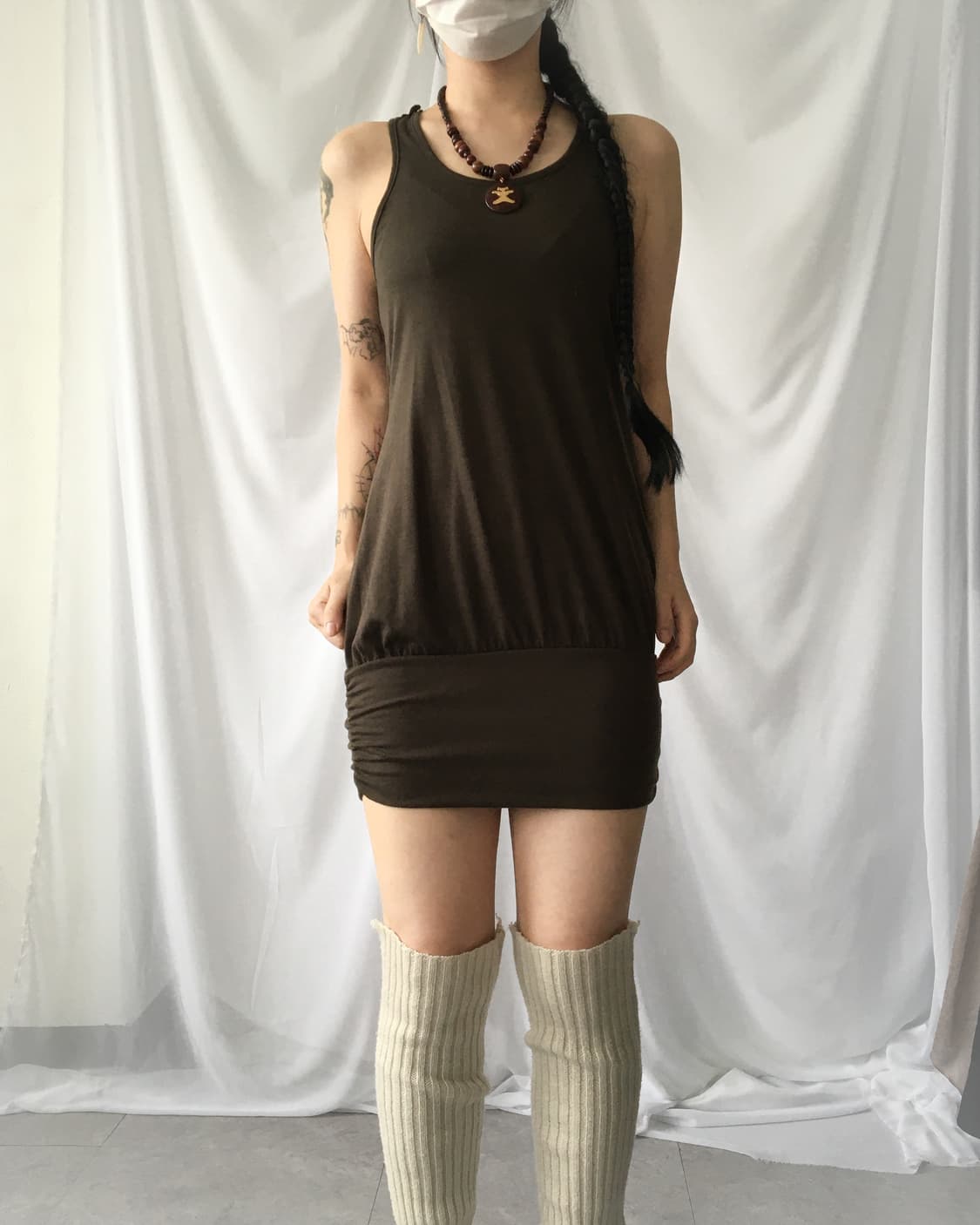 Back lace point sleeveless onepiece 상품이미지5