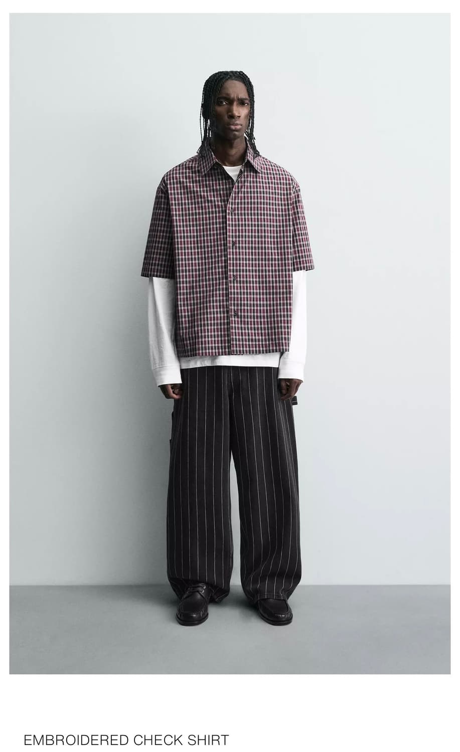 자라 오버핏 셔츠 버건디 M 상품이미지1