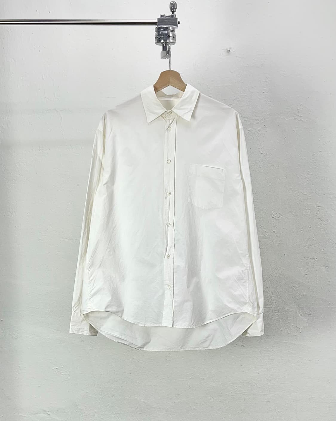 질샌더 화이트 체스트 포켓 셔링 코튼 셔츠 상품이미지1