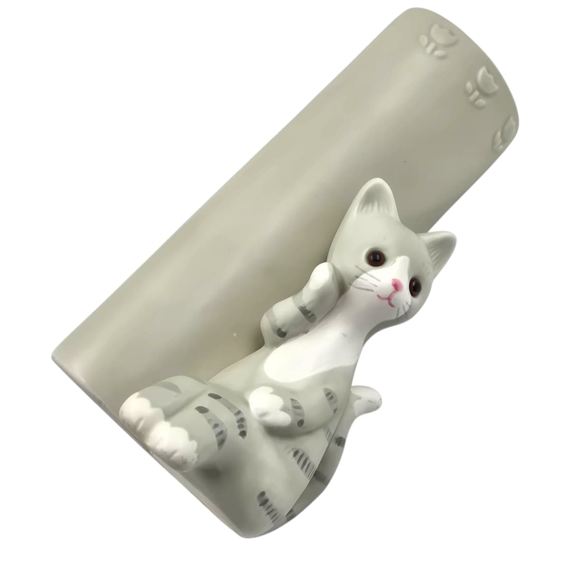 90s 일본 세토 핸드메이드 고양이 피겨린 기둥 꽃병 상품이미지5