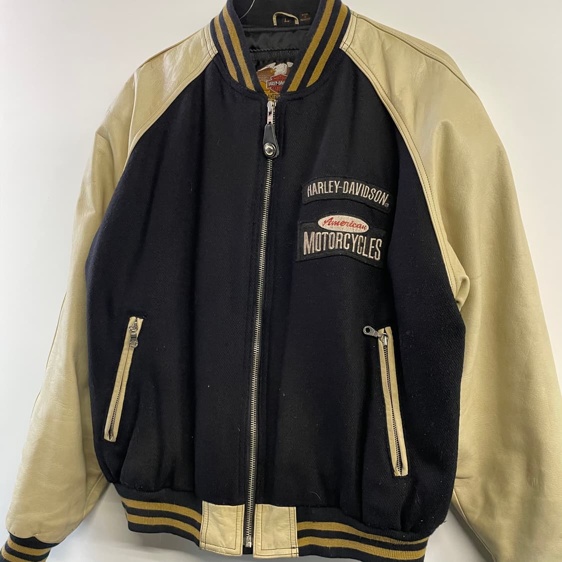 90s 할리데이비슨 가죽 바시티자켓 상품이미지4