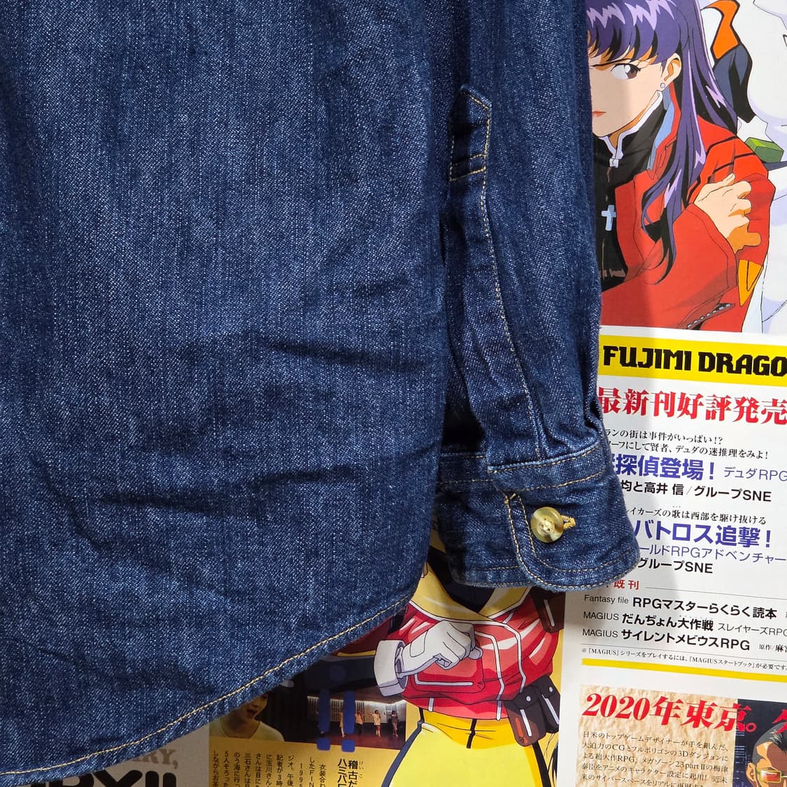 JPN 타탄 체크 웨스턴 스티치 데님 셔츠 상품이미지7