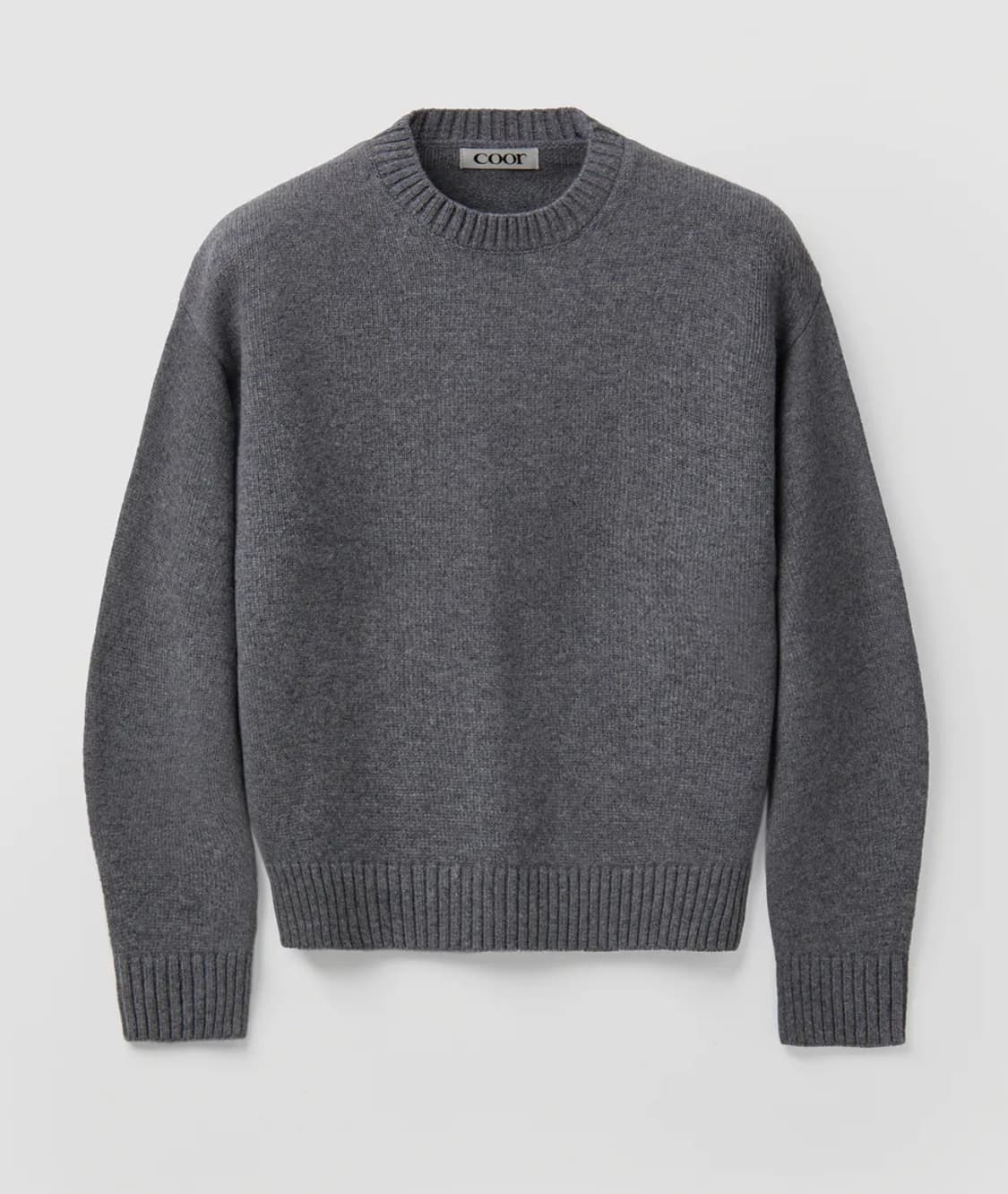 (L) 쿠어 울 크롭 크루넥 스웨터 (그레이) 상품이미지1