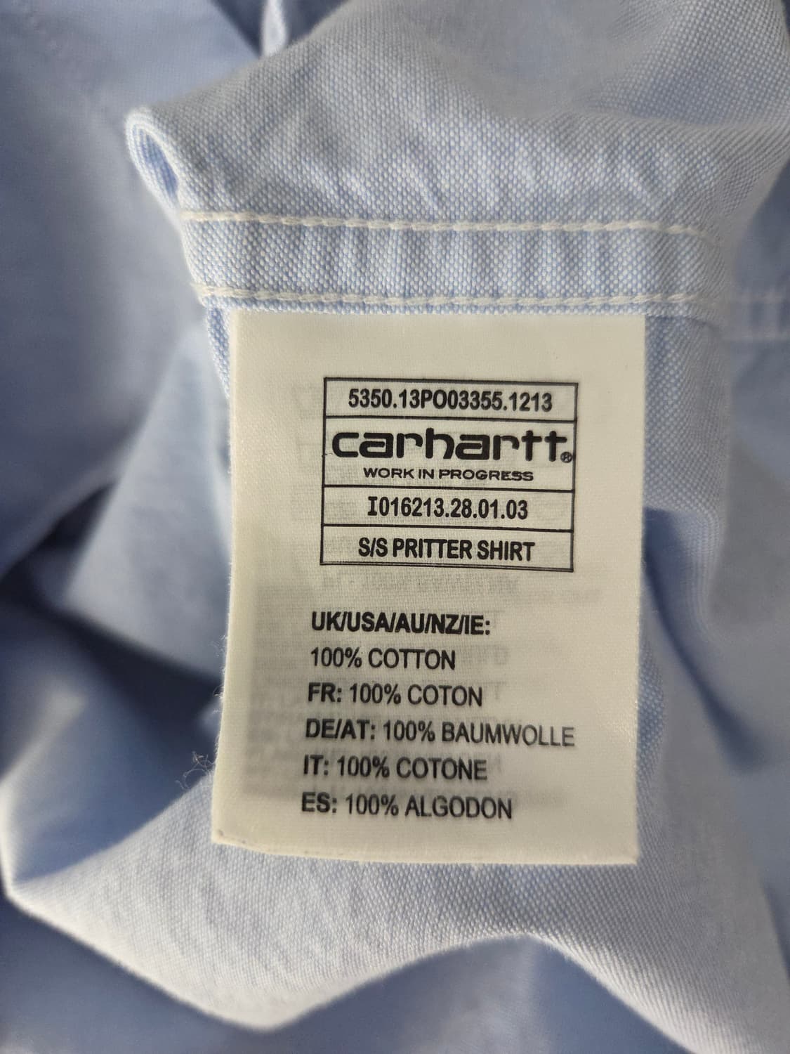 칼하트 WIP 프리터 카모 포켓 반팔 셔츠 스카이블루 상품이미지10