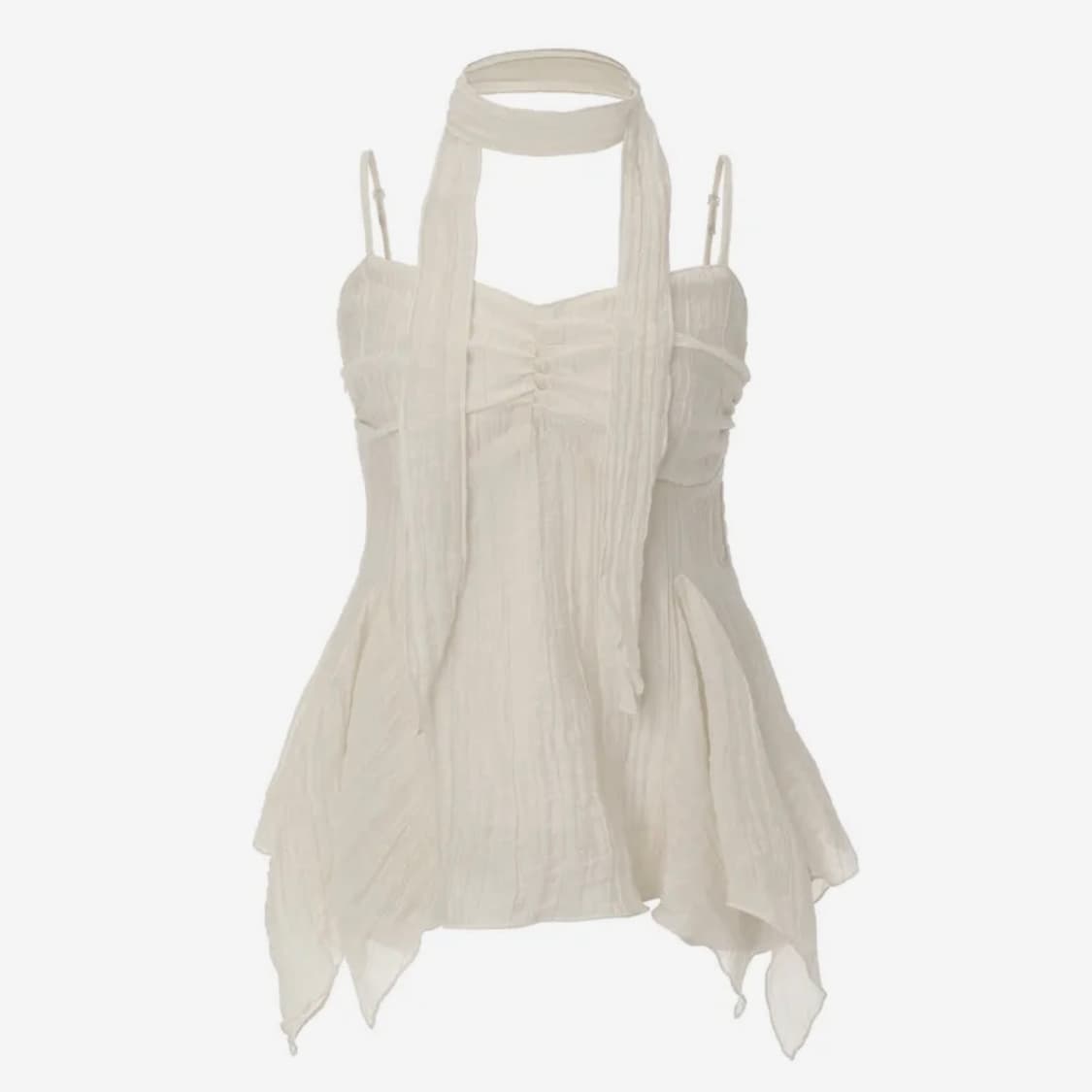 새상품 카키포인트 Ethnic Scarf Top ivory 에스닉 스카프 상품이미지2