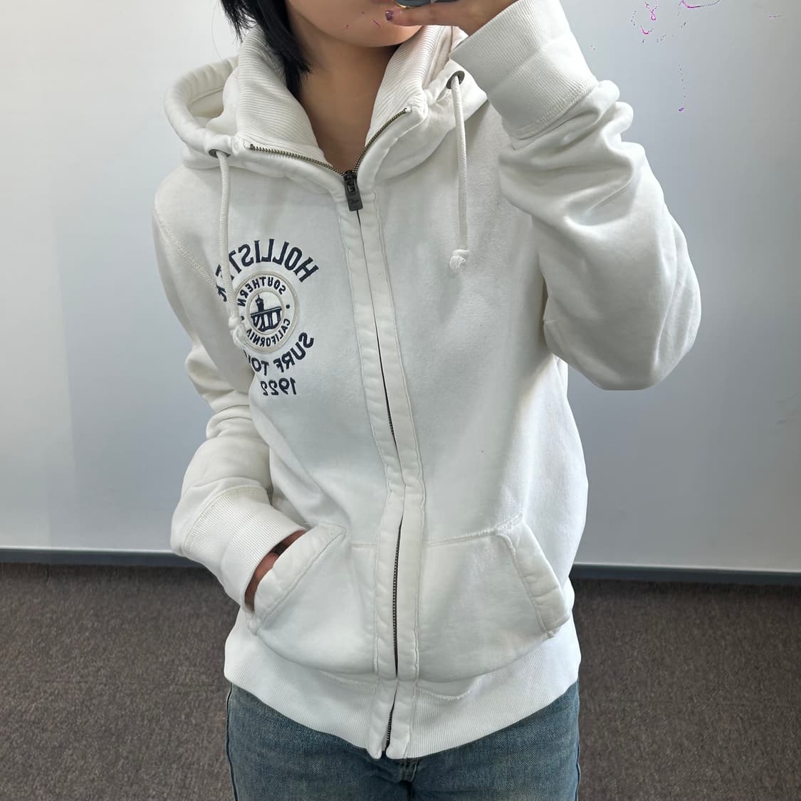 Hollister 홀리스터 surf tour 아이보리 하이넥 후드집업 상품이미지2