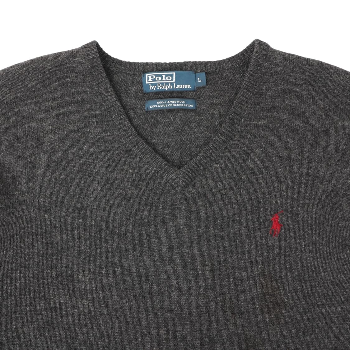 폴로 랄프로렌 챠콜그레이 램스울 브이넥 니트 상품이미지2
