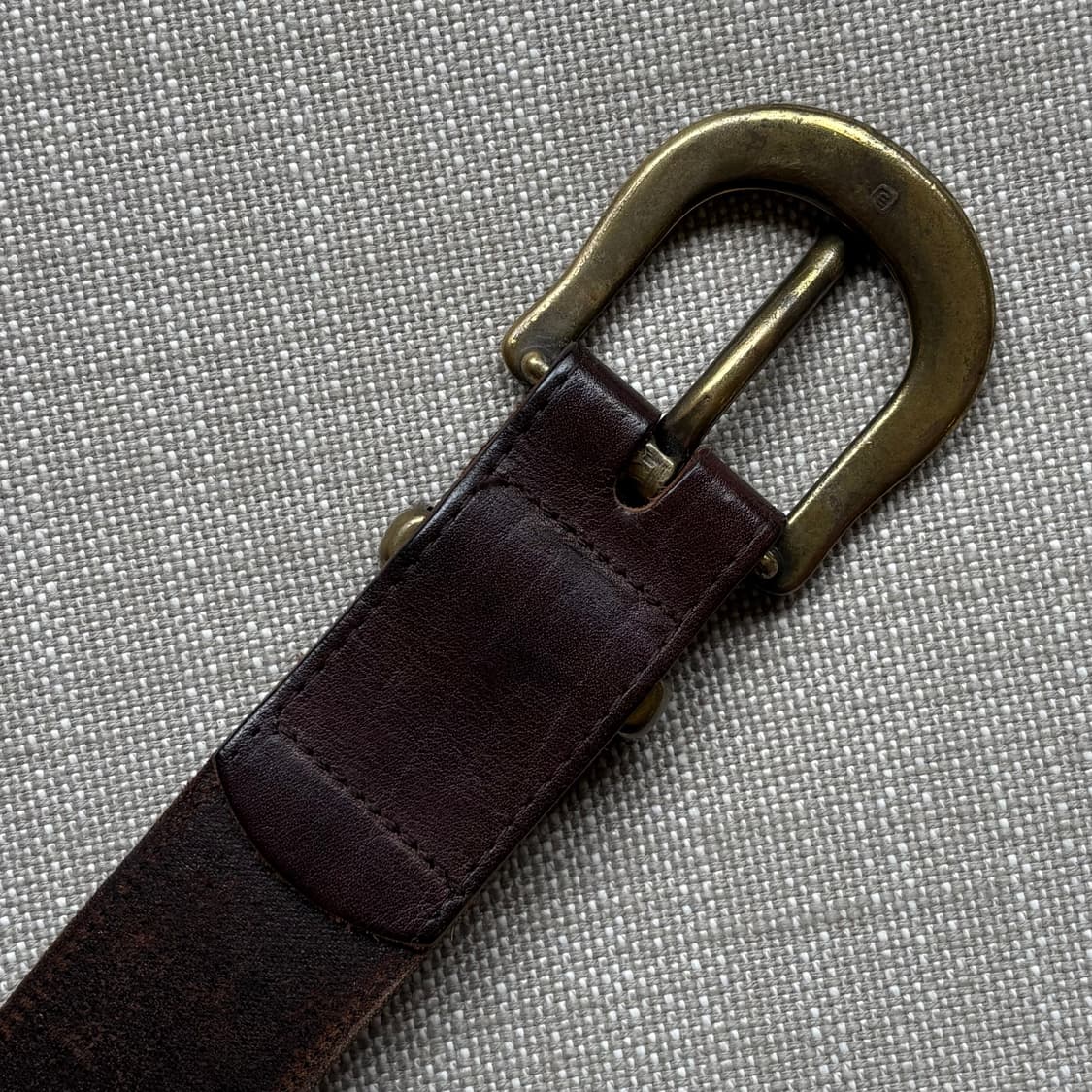(31) 90s Italy MARCO 브라운레더 솔리드 브라스 버클 벨트 상품이미지9