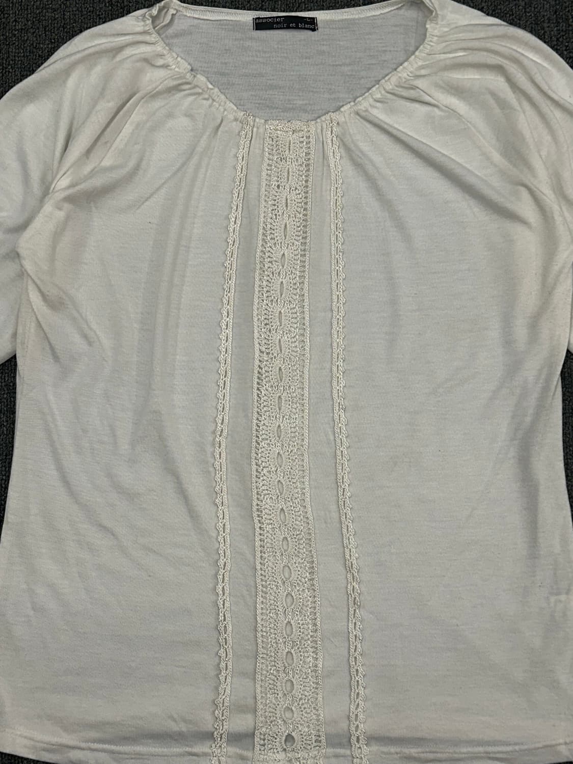 L)Japanese vintage 여성 레이스 디테일 블라우스 티셔츠 상품이미지2