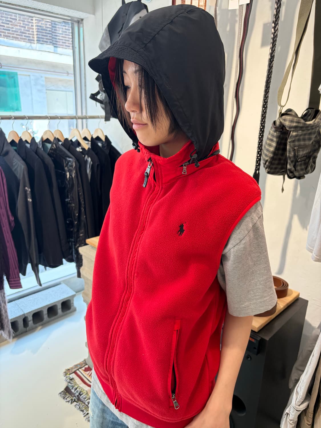 Polo Ralph Lauren 레드 폴라텍 플리스 베스트 M 상품이미지4
