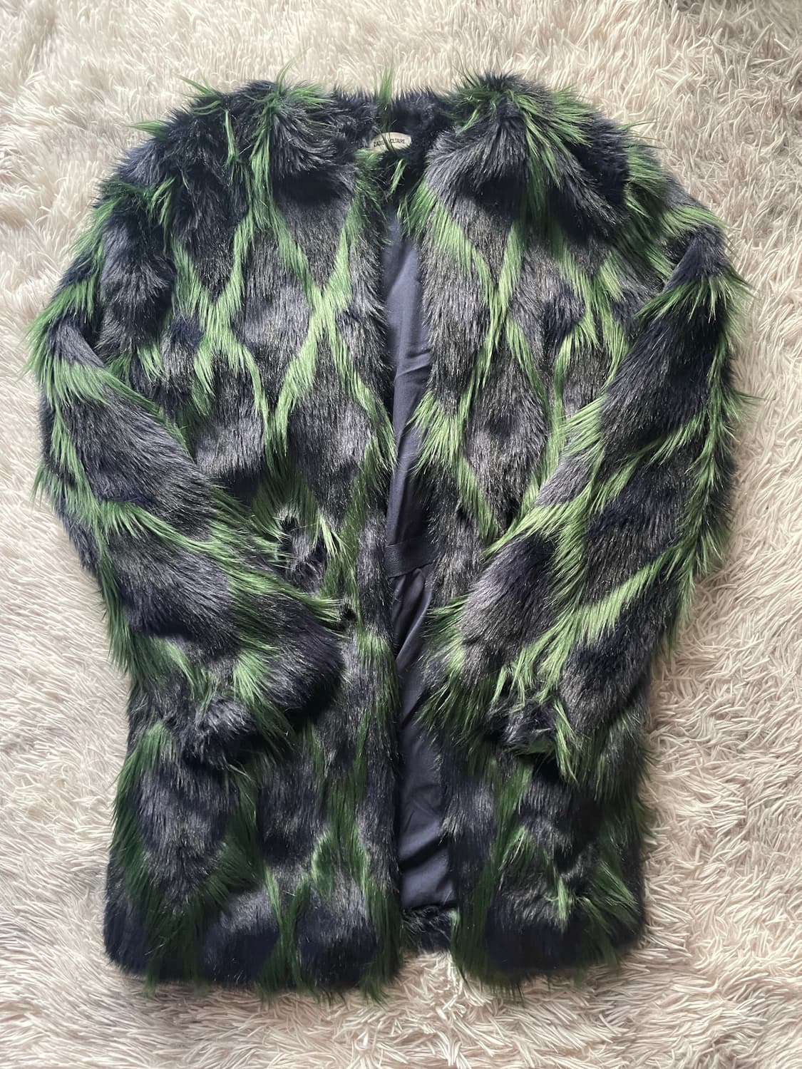 쟈딕앤볼테르 인조 털 네이비/그린 코트 상품이미지2