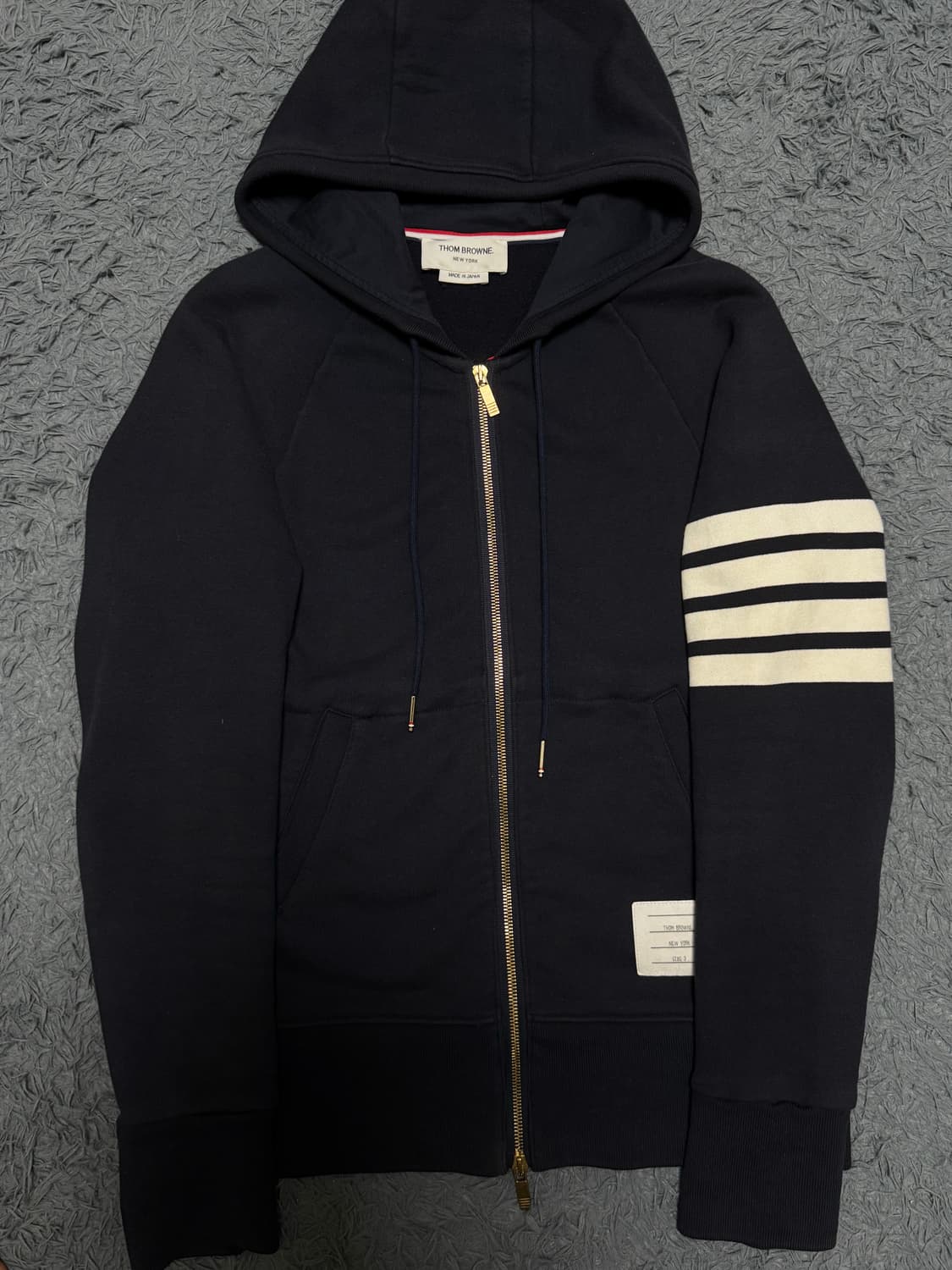 톰브라운 금장 사선 네이비 후드집업 3사이즈 상품이미지1