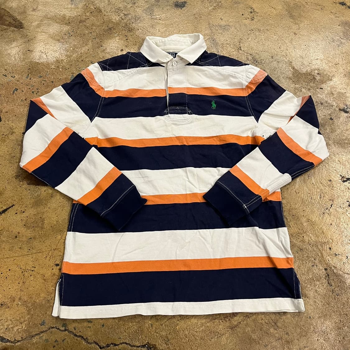 폴로 랄프로렌 스트라이프 검흰 오렌지 블랙 화이트 카라 긴팔티셔츠 상품이미지2