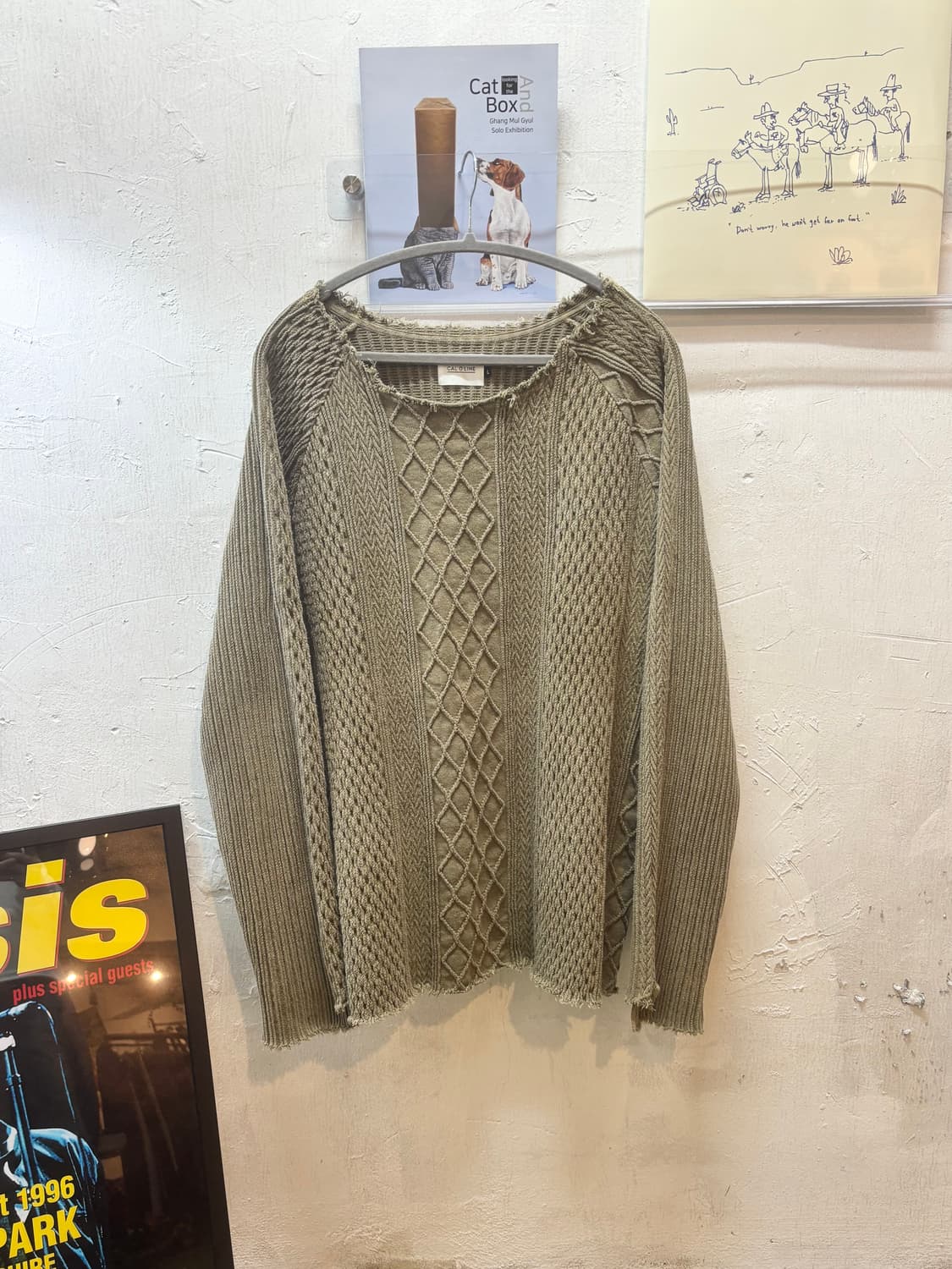 CAL O LINE 케이블 자카드 컷오프 니트  상품이미지1