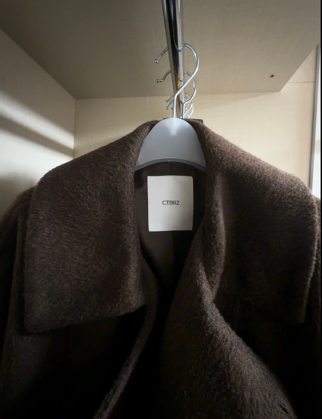 시티브리즈 울 슬로프 벨티드 롱 코트 M 브라운 상품이미지3