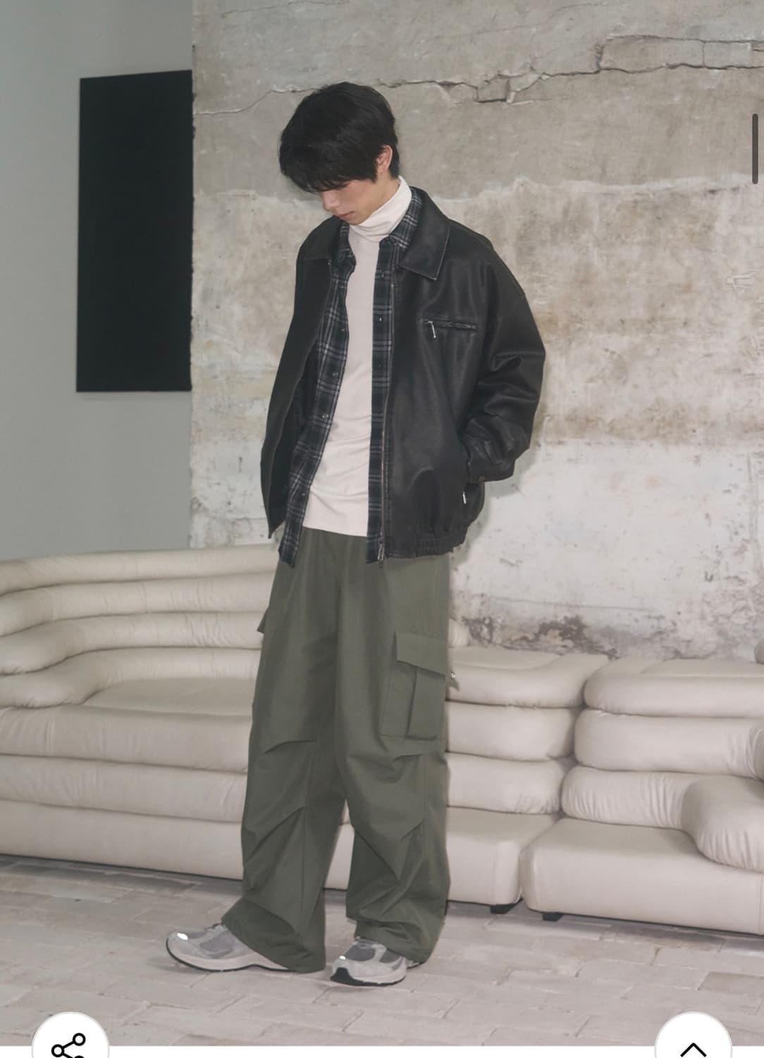 (L)레더리 파라슈트 와이드 카고 팬츠BRUSHED DUSTY KHAKI 상품이미지5