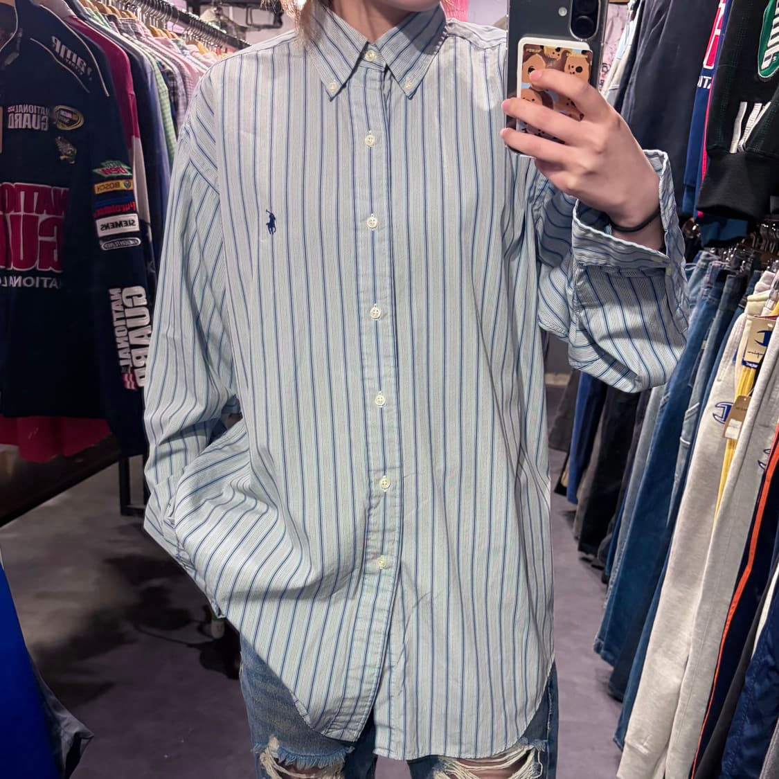 [IM]폴로 랄프로렌 스트라이프 셔츠 블루 상품이미지3