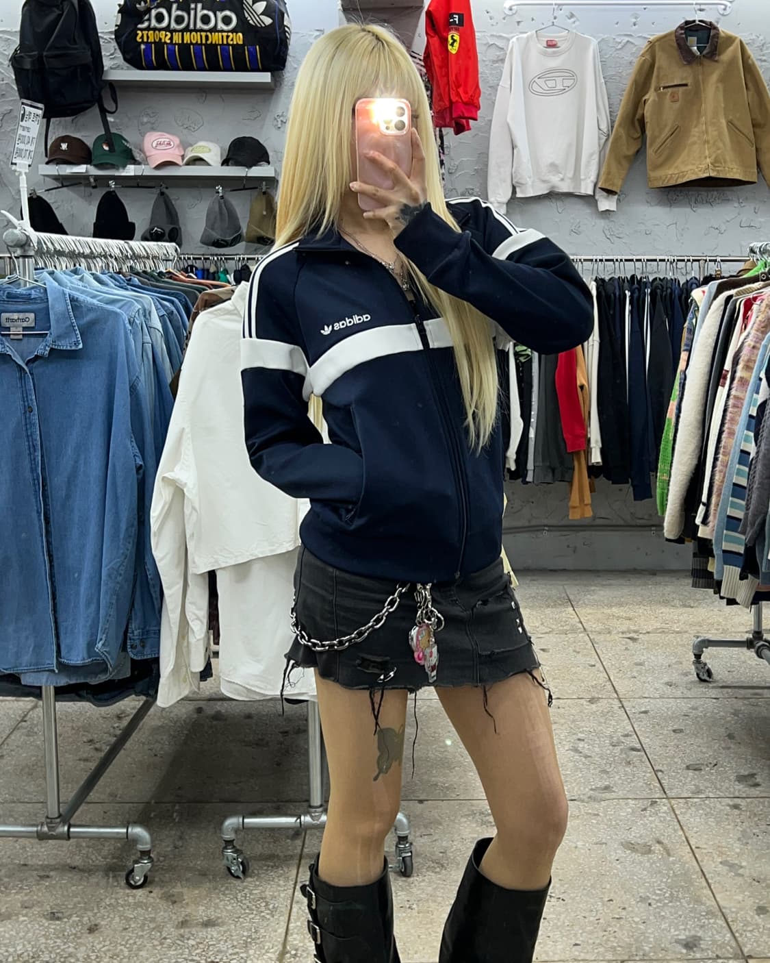 착샷O 아디다스 화이트네이비 져지 상품이미지6