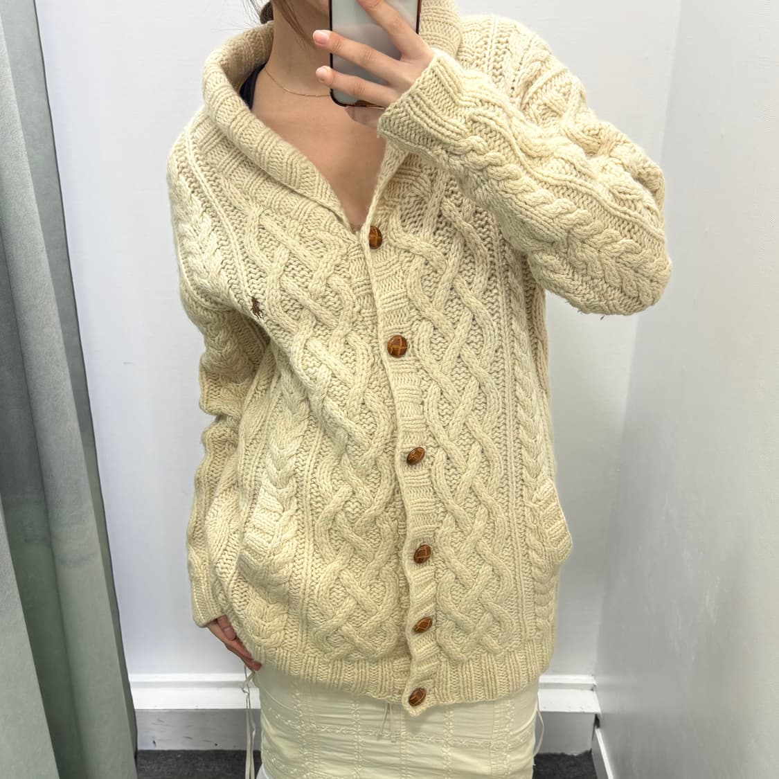 폴로 아이보리 꽈베기 가디건 상품이미지2