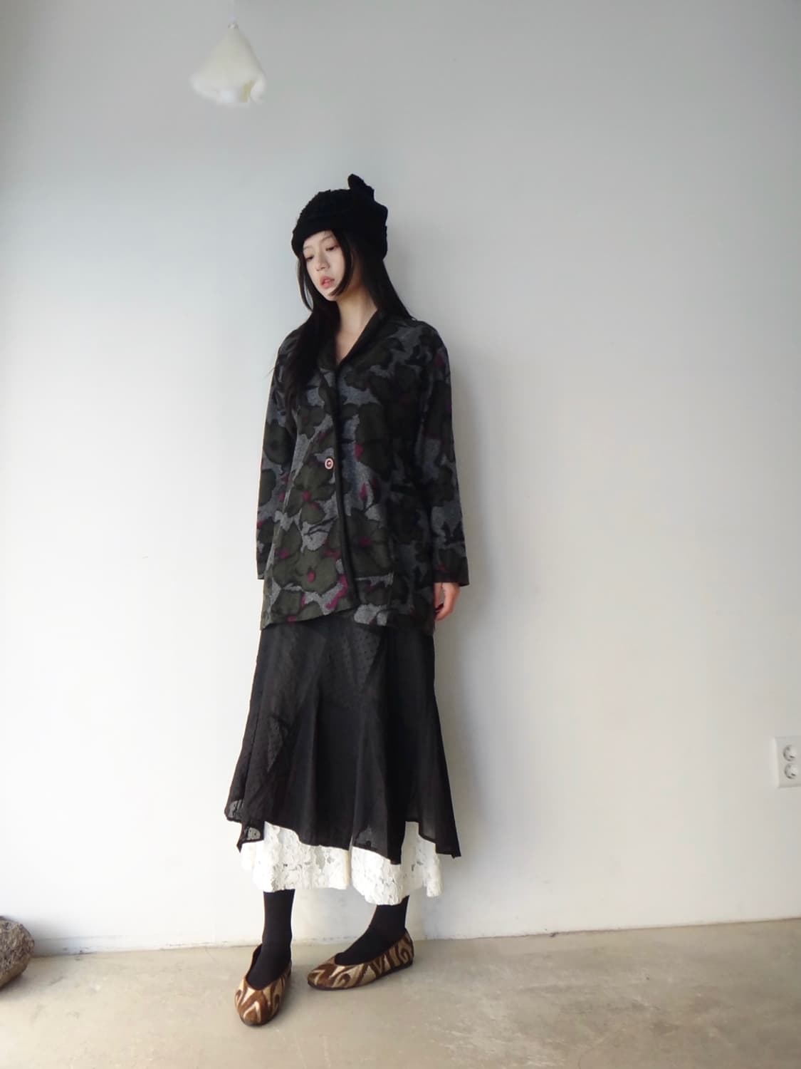 Flower pattern point cardigan 상품이미지4