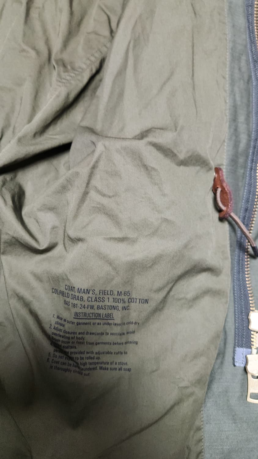 바스통 M65 181 필드 자켓 M 올리브 상품이미지3