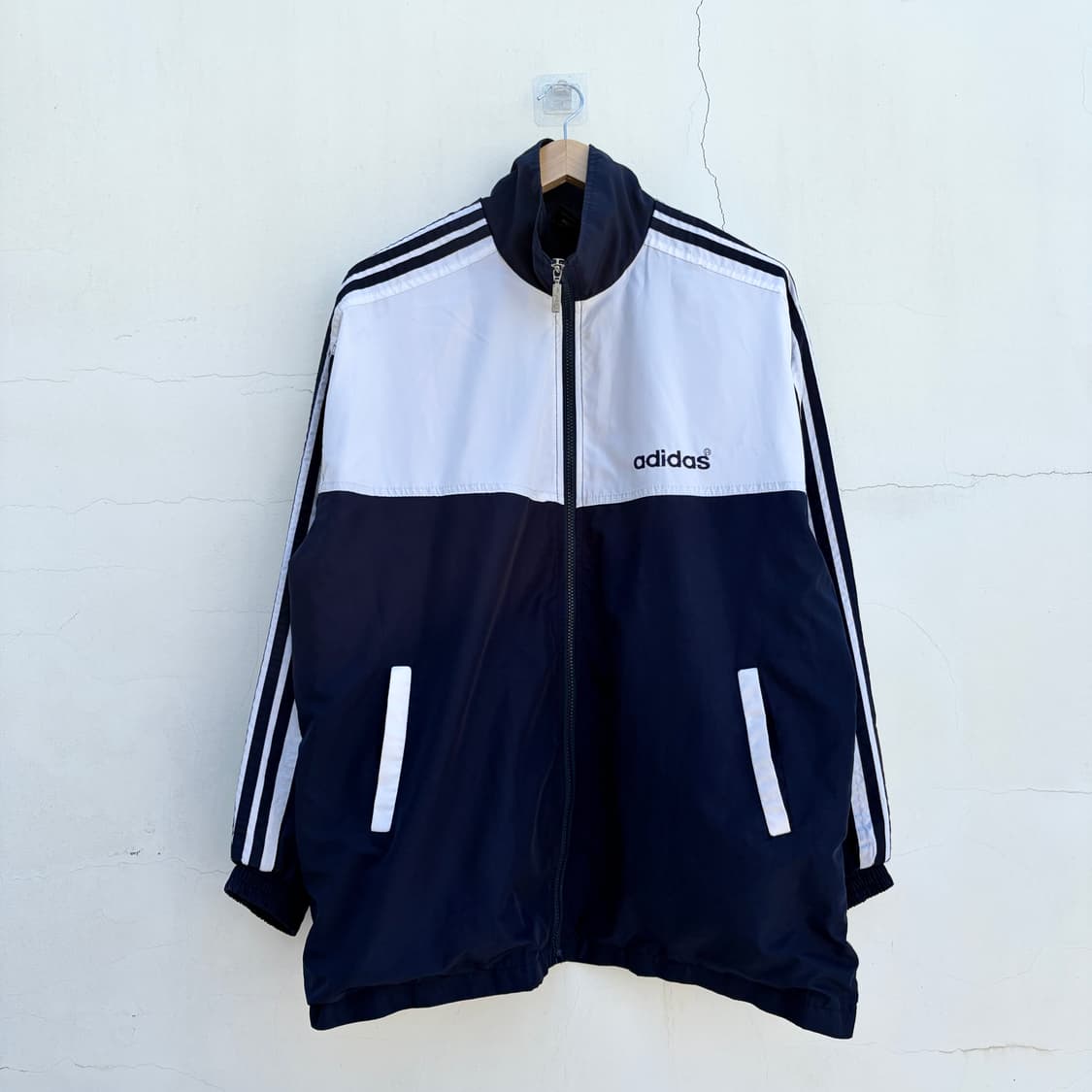 2XL) 스페인아디다스 올드스쿨 백 빅트레포일 네이비 화이트 삼선 오버핏 상품이미지2