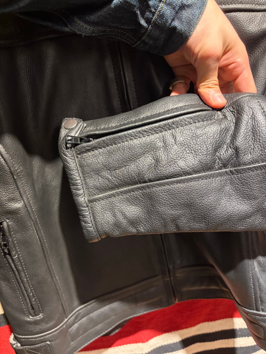 Cow leather biker jacket 상품이미지5