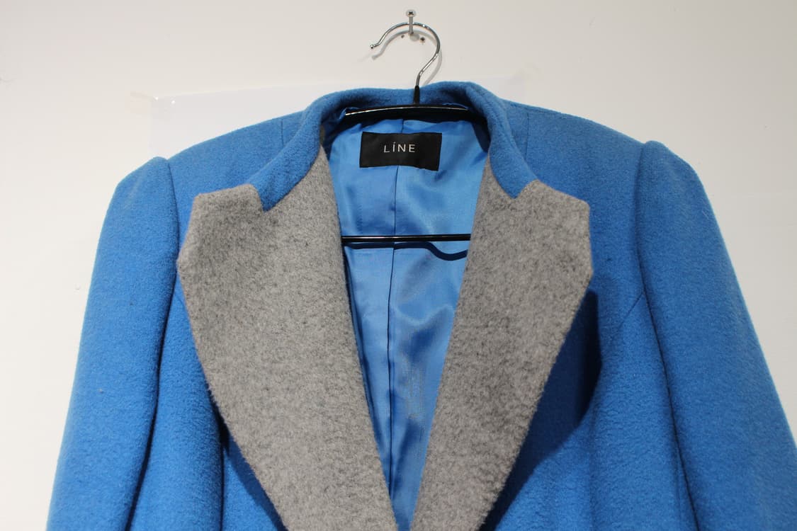 229. 블루 & 그레이 배색 울 코트 상품이미지3