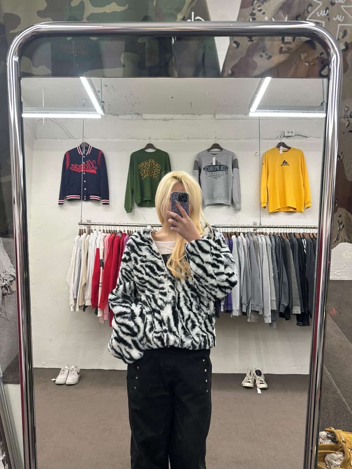 colza 지브라 후드 패이크 퍼 자켓 상품이미지7