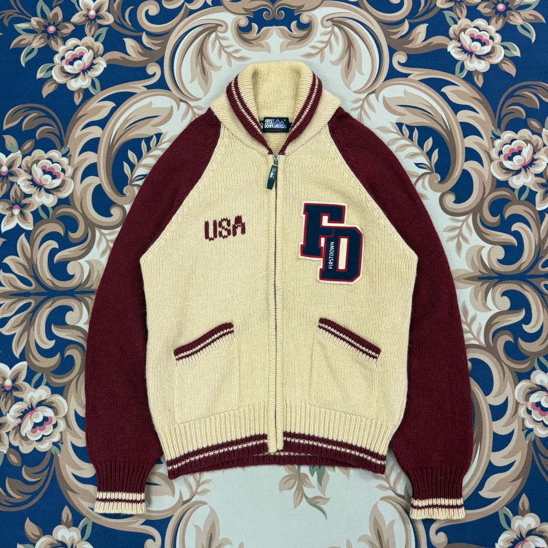 (M)JPN 퍼스트 다운 First down 울 니트집업 상품이미지1