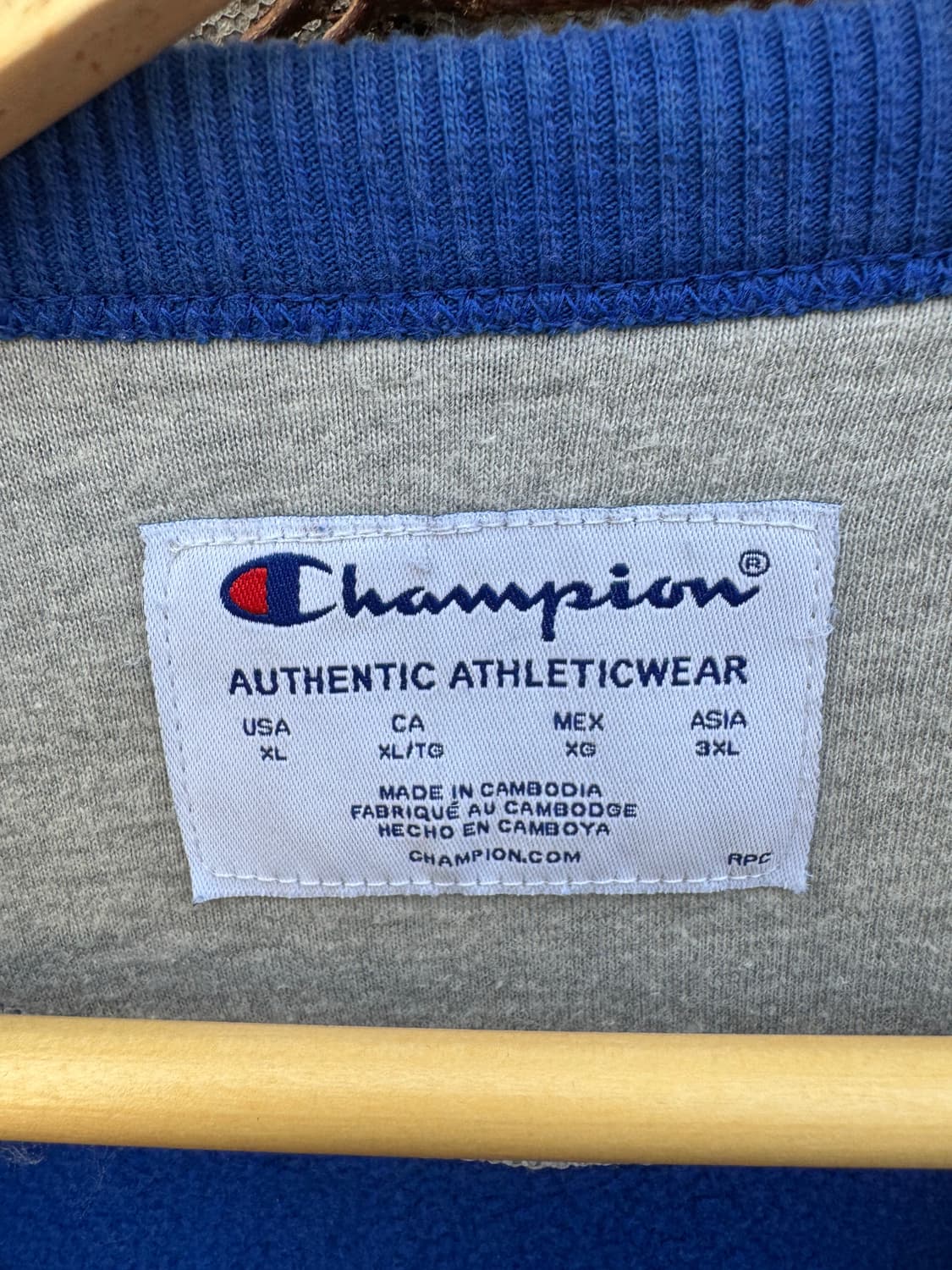 챔피온 빈티지 트리플스티치 자수로고 플레인 스웻 셔츠 맨투맨 블루 상품이미지4