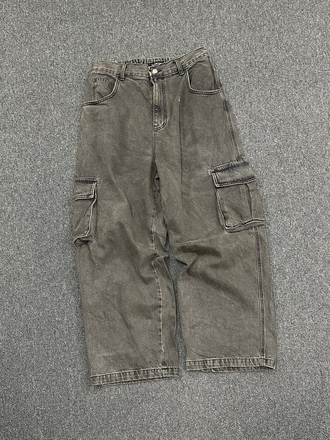 OS)Glamour vintage 워싱 데님 와이드 카고 팬츠 상품이미지1