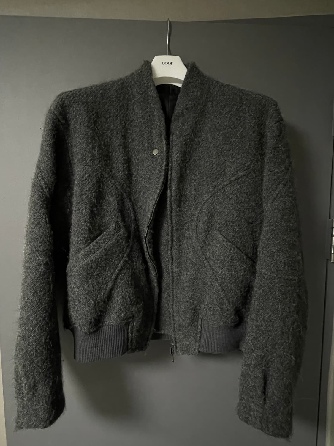 인터널 바인딩 숄 카라 점퍼 (멜란지차콜) 상품이미지2