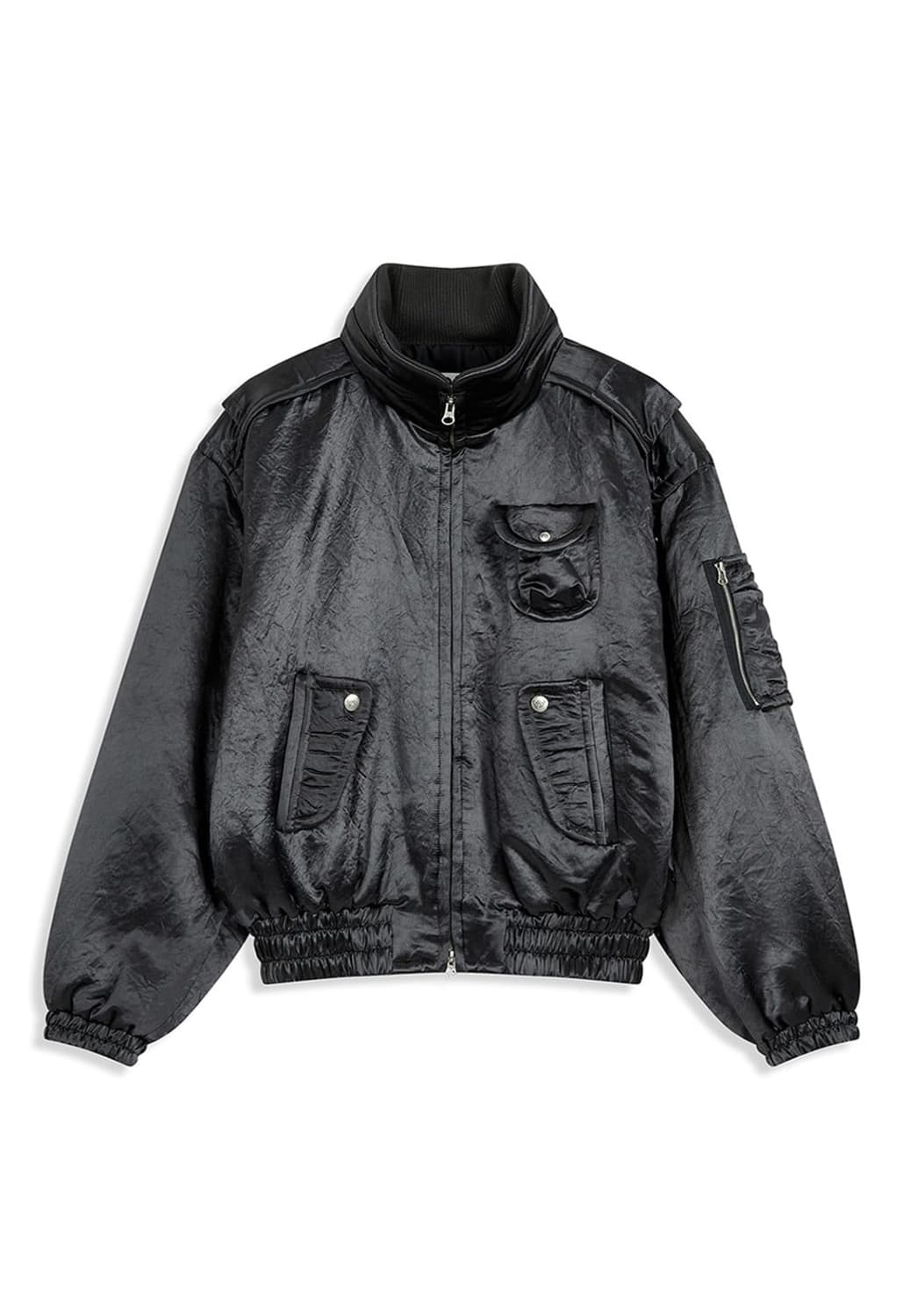 오픈와이와이 새틴 카고 봄버 차콜 S 상품이미지1