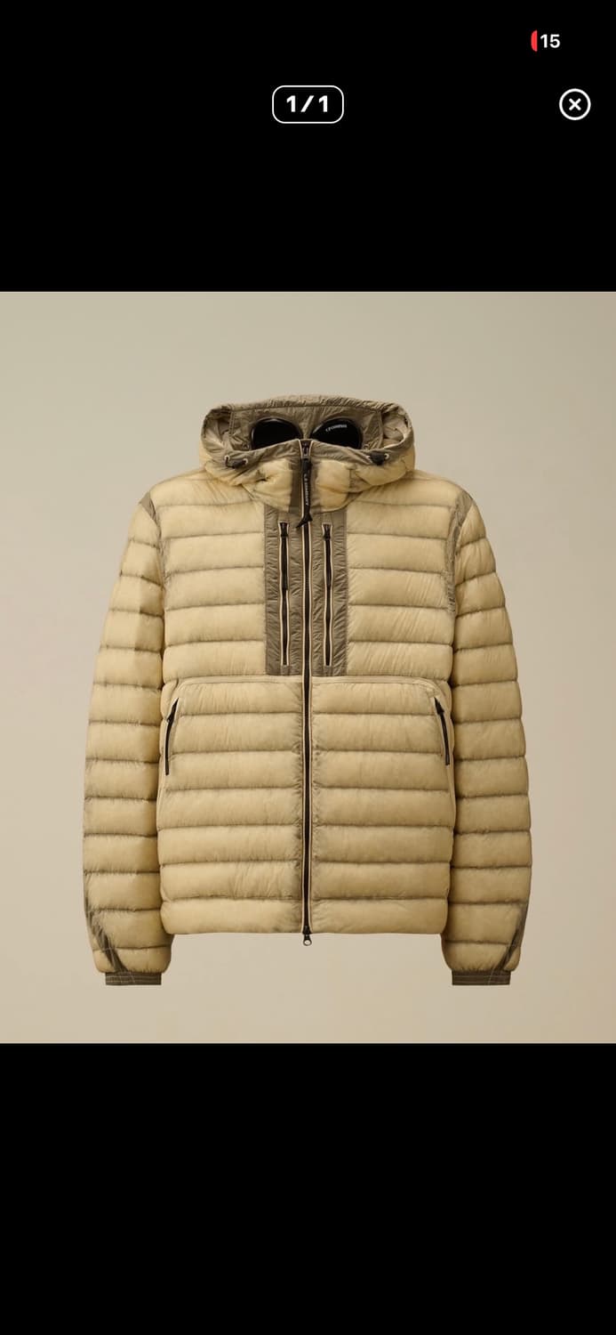 CP 컴퍼니 D.D. 쉘 고글 다운 자켓 피스타치오 쉘 베이지 L 상품이미지1