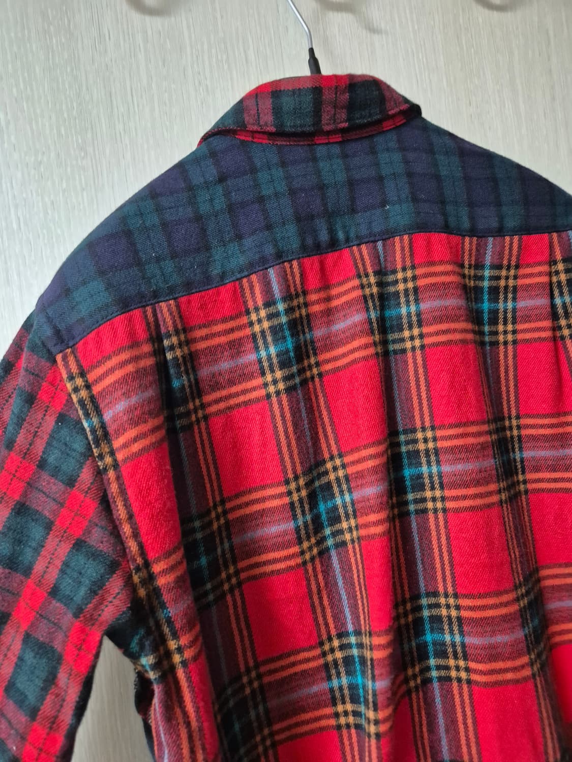 (정품) 꼼데가르송 옴므 울 체크셔츠 패치워크 남방 M 상품이미지4