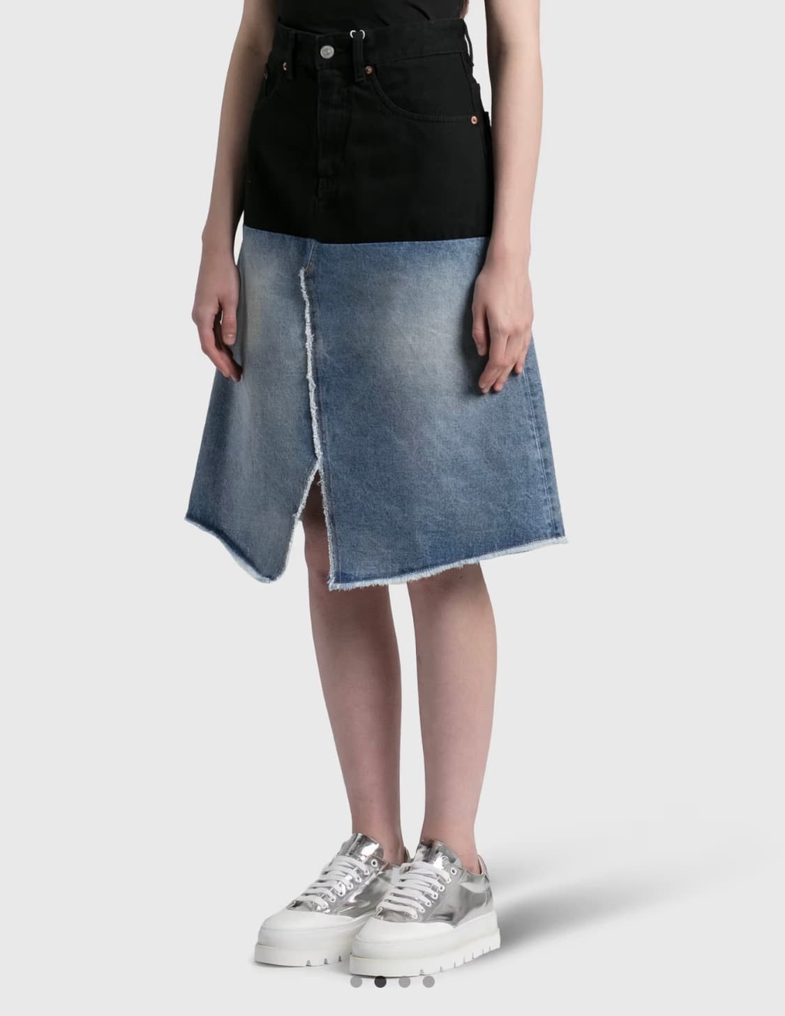 MM6 maison margiela patched denim 투톤 스커트 상품이미지4